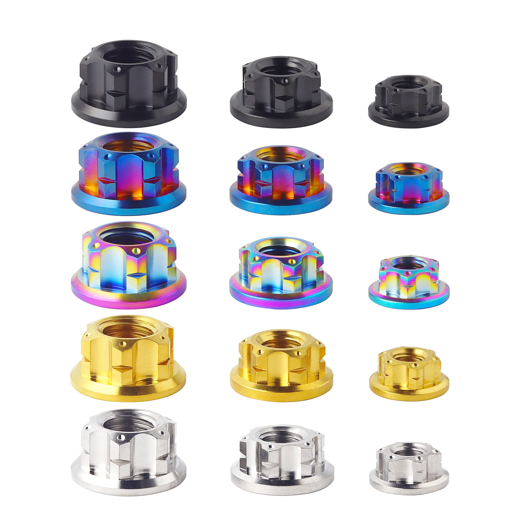 Titanium Nut M6 M8 M10 M12 Fancy Rear Axle Flange Nut Hexagon Fastener for Motorcycle Car Bicycle Nut
