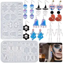 DIY Halloween Skull Pumpkin Ghost Skeleton Earring Silicone Mould Resin Pendant Casting Mold Handmade Jewelry Craft Making Tools