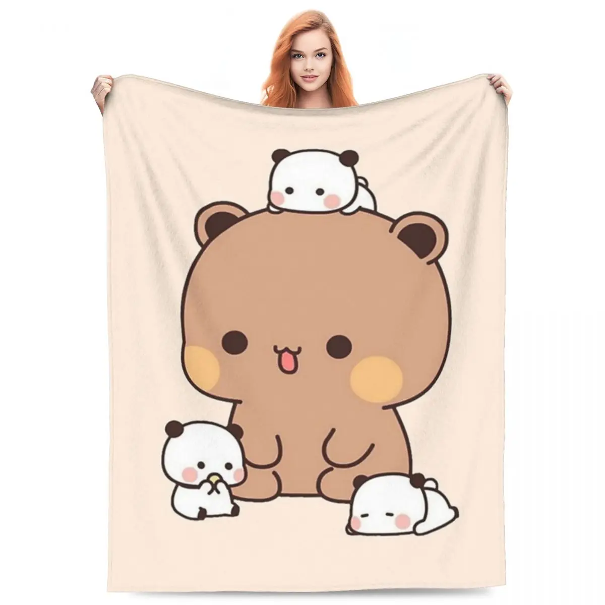 

Panda Brownie Bear Mochi Cats Blankets Fleece Sofa Portable Throw Blankets for Couch Bedding Office Throws Bedspread Quilt