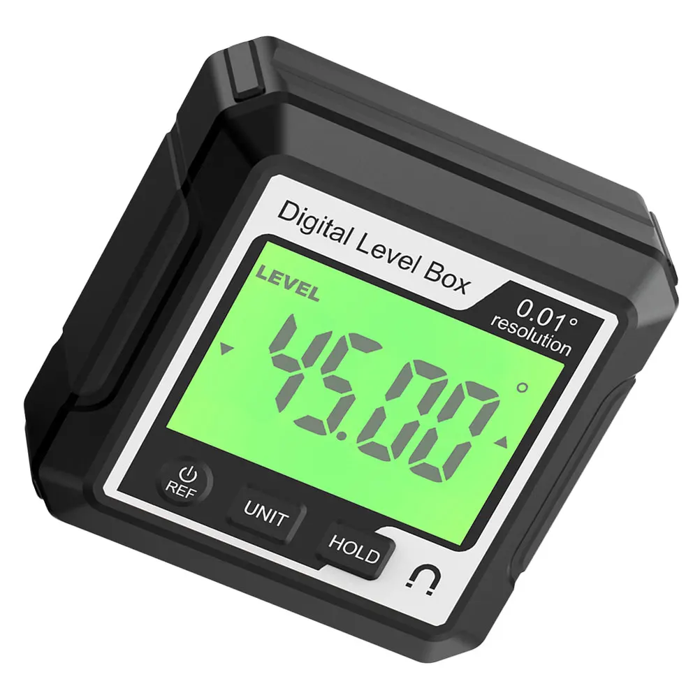 Portable Digital Level Protractor 360° Angle Measuring Tool Backlit Lcd Inclinometer For Woodworking Automotive Repair Angle