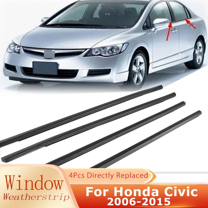 For Honda Civic 2006-2015 Window Weatherstrip Outer Glass Seal Belt Trim Sealing Rubber Strips Window Waterproof Glass Seal