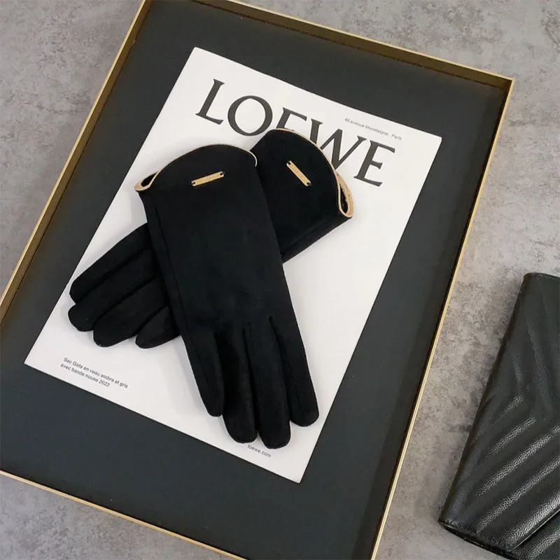 النساء الخريف الشتاء الدفء شاشة تعمل باللمس رقيقة الصلبة قفازات بسيطة الدراجات محرك الجلد المدبوغ النسيج أنيقة يندبروف