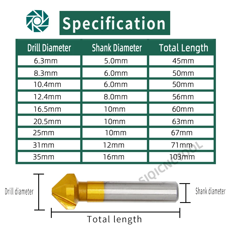 Imagem -04 - Hss Chanfro Chanfro End Mill Tool Countersink Broca Grupo Madeira Stell Ferramenta Elétrica Flauta 90 Graus