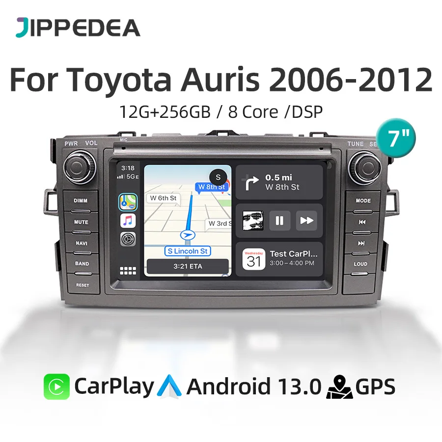 CarPlay Android 13 Samochodowy odtwarzacz multimedialny Stereo Radio samochodowe do Toyota Auris 2006-2012 Nawigacja GPS WiFi 4G Bluetooth Jednostka