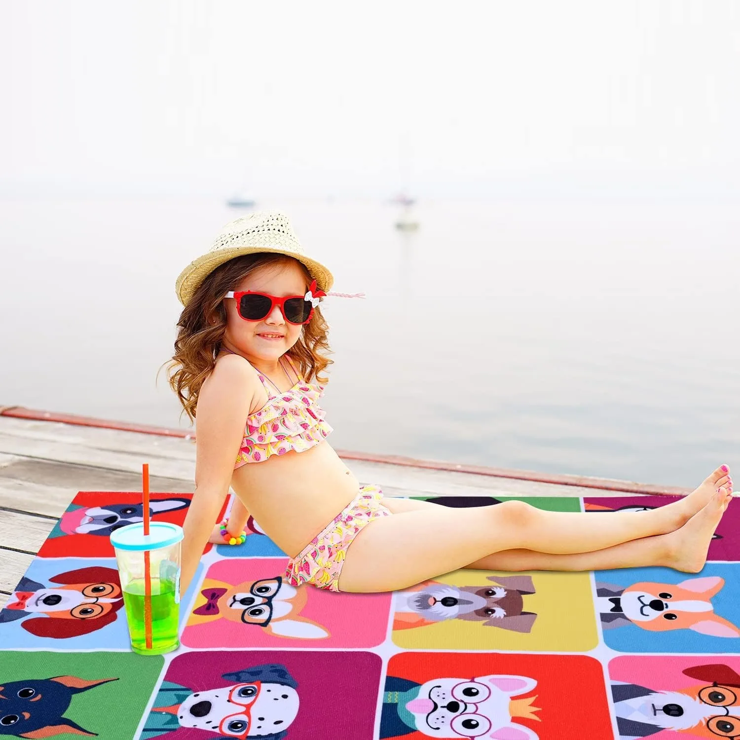 Cute dogs pattern Beach Towel for family or friends Gifts Towel Quick-Dry Towel For Bath Yoga Tourism Beach GYM Camping Swimming
