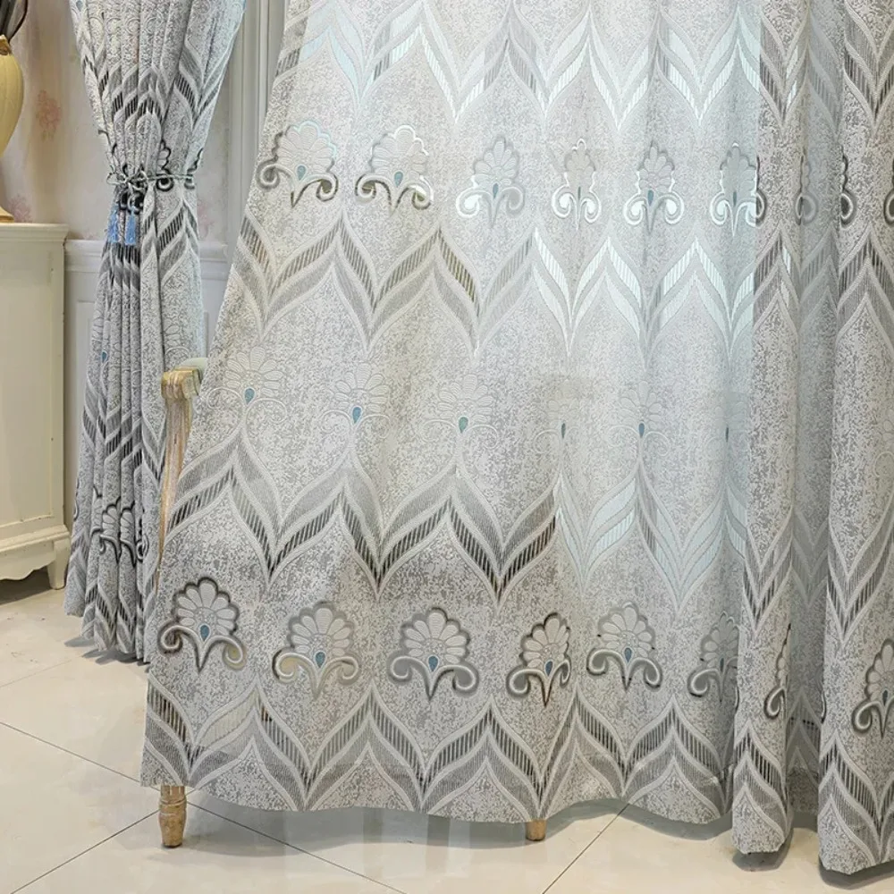 Thickening Light Transmitting Impermeable European Style Jacquard Curtains for Living Dining Room Bedroom Windows Door Kitchen