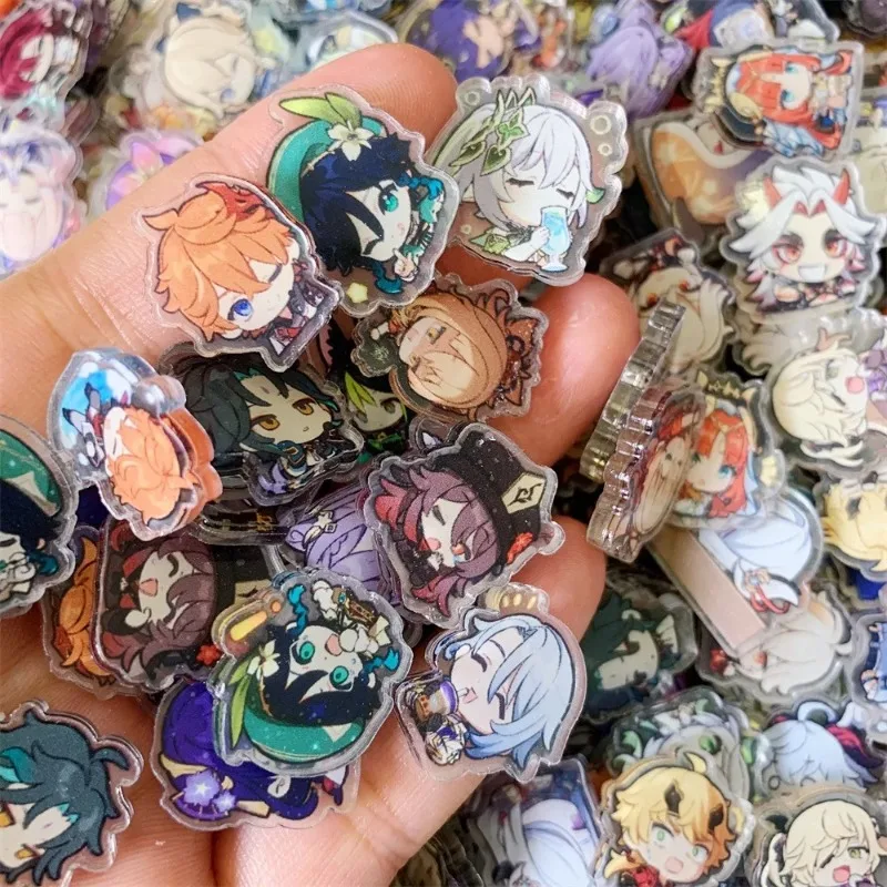 100 Stück zufällige Genshin Impact Acryl Patch DIY Tasche Schmuck Handwerk Zubehör für Schlüsselanhänger Brosche Handyhülle Anime 2 cm Ornament – Detail 6