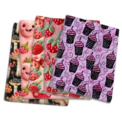 50*145cm Strawberry Floral 3D Imitation Embroidery Printed Polyester Fabric Patchwork Sewing Quilt Needlework Cloth