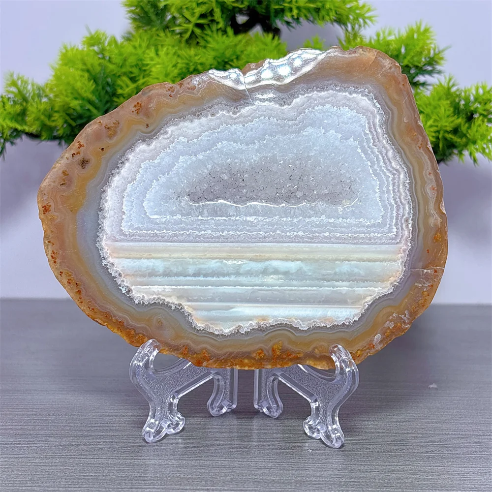 Puce Agate With Clear Quartz Slab Natural Crystal Home Decoration Room decor Luck Quartz Stone Garden Healing Energy Love Gifts