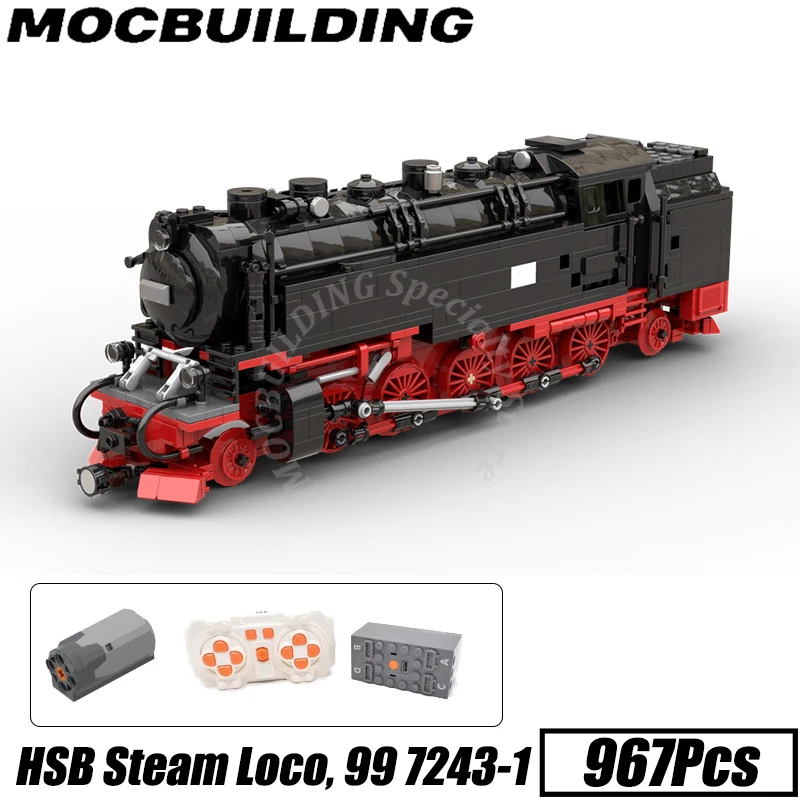 HSB Steam Engine Motorized Locomotive Train Display Model DR-Baureihe E 94 MOC Building Blocks Bricks Construction Toys Gifts