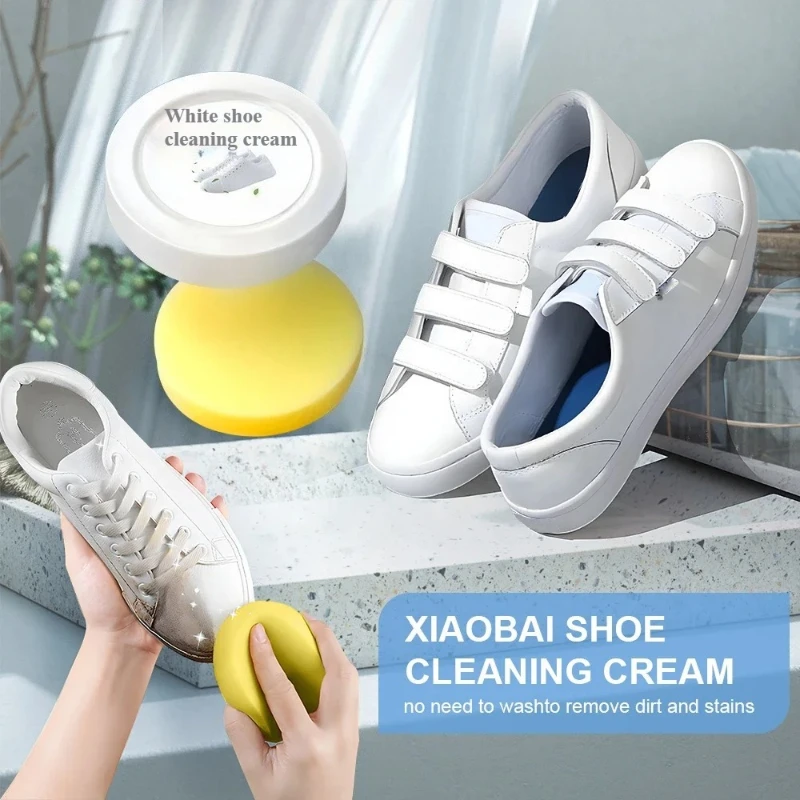 120 g White Shoes Cleaning Cream Stains Remover Whitening No-rinse All-Purpose Cleansing Cream With Wipe Sponge For Sneakers