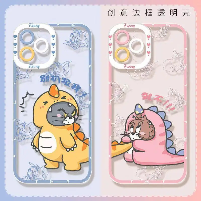 

Cat and Mouse Tom Jerry Couple Case For iPhone 16 15 14 Plus 13 12 11 Pro Max Mini X XS XR cover Cute Anime