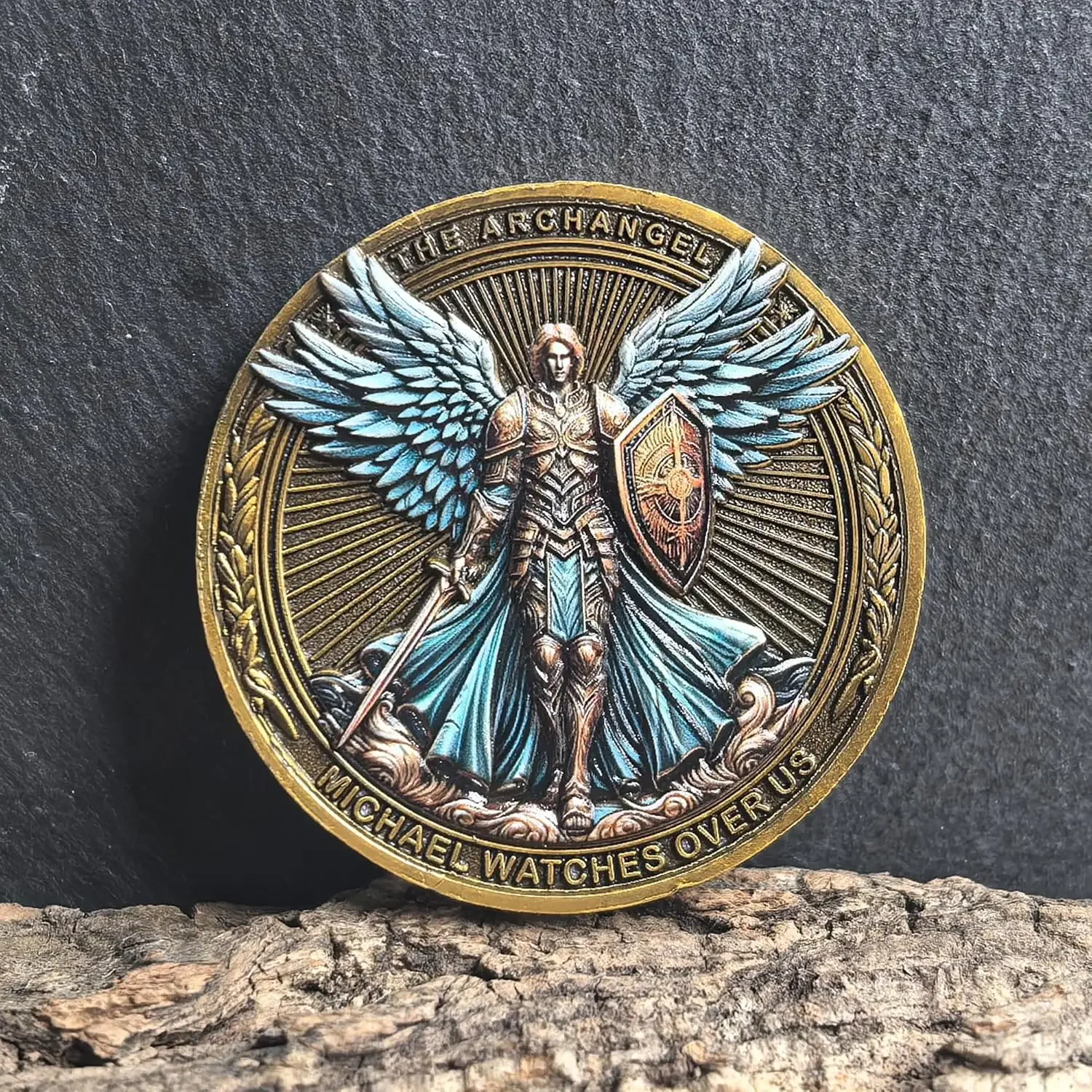The Archangel Michael Watches Over Us Challenge Coin - Psalm 91:10-11 Inspirational Religious Collectible Coin