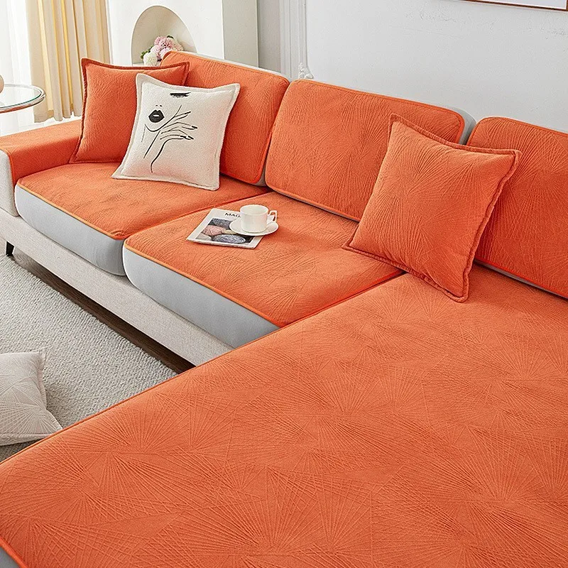 High Grade Solid Color Sofa Cover, Elastic Dustproof Sofa Hat, Exquisite Easy Setting Cushion Cover for Living Room