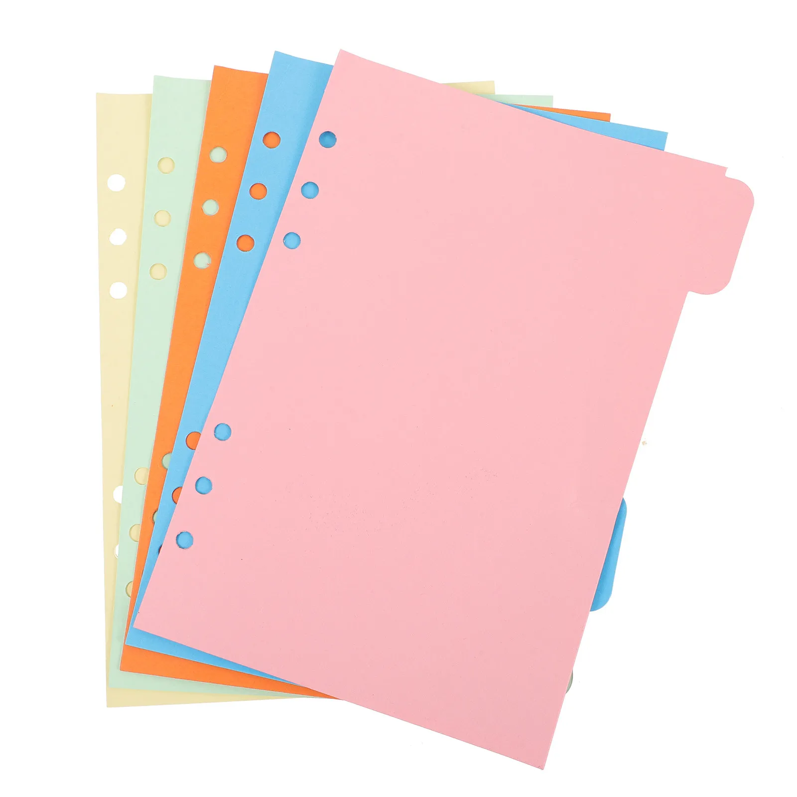 

1Set Index Divider A5 Paper Tab Dividers 5 Colors Extra Wide Reinforced Holes for 6 Ring Binders Document Organizer
