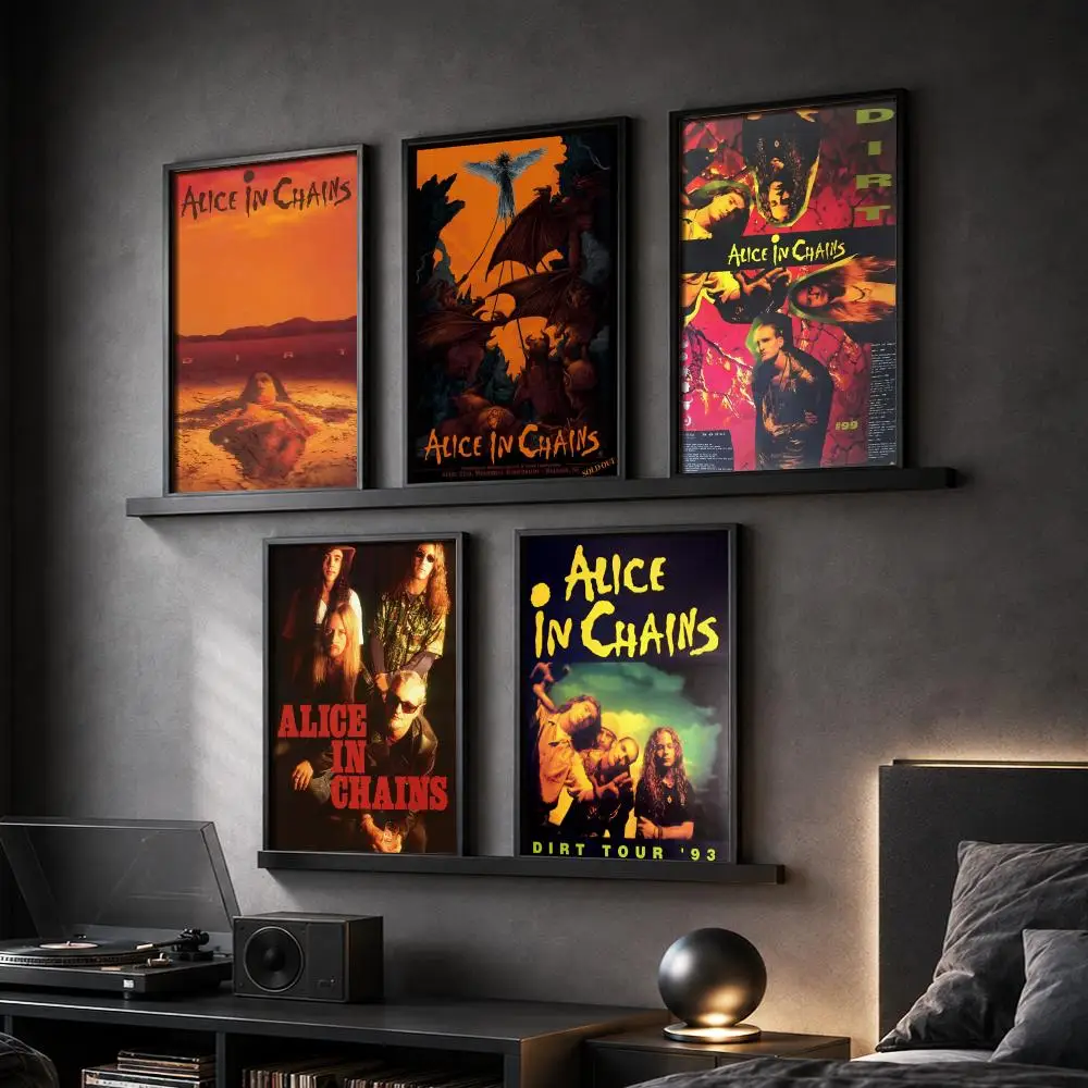 A-Alice in Chains Band Painting Calligraphy Canvas Poster Art for Bedroom Living Room Home Decor Wall Decoration Decals Gift