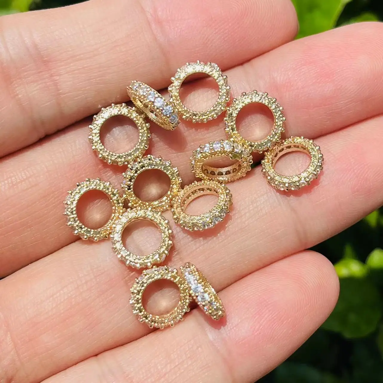 

20Pcs/Lot CZ Pave Wheel Spacer 10x2.5mm Jewelry Accessories for DIY Custom Design Bracelets Necklace Hand Making