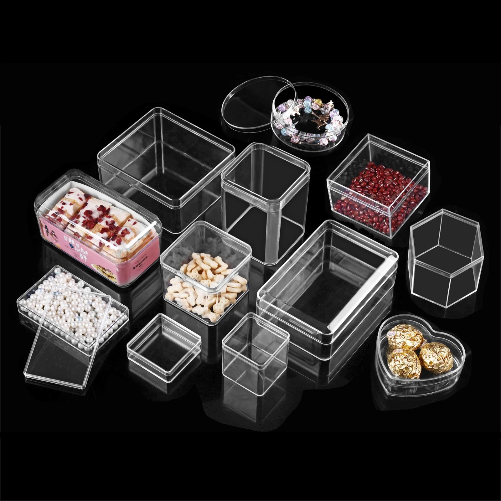 Clear Acrylic Plastic Square Cube Small Acrylic Box with Lid, Storage Boxes Organizer Containers for Candy Pill and Tiny Jewelry