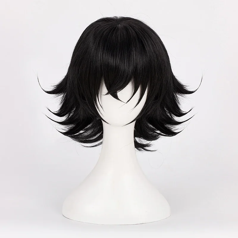 

Anime high-rise invasion cosplay Tenkuu shinpan wigs sniper mask black heat resistant synthetic hair cosplay wig wig cap