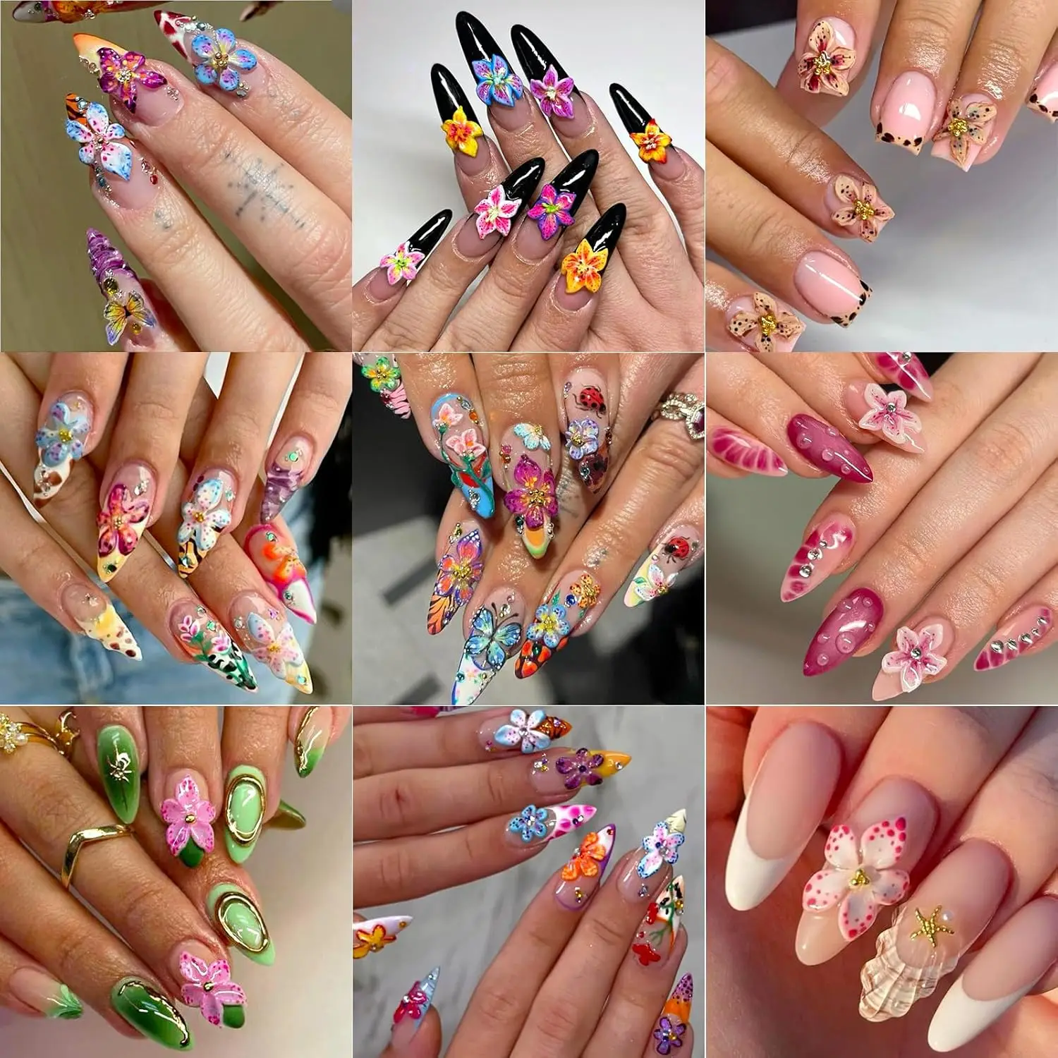 3D Nail Art Charms Ice Transparent Resin Flowers Colorful Petals Manicure Decorations DIY Nail Rhinestones Jewelry Accessories