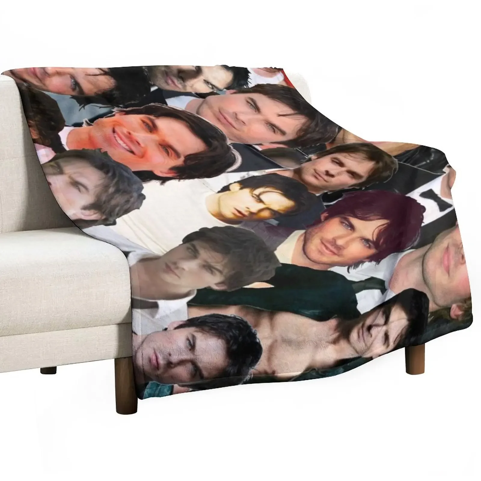 

Ian Somerhalder Photo Collage Throw Blanket Plush Decorative Sofa Sofas Warm Blankets