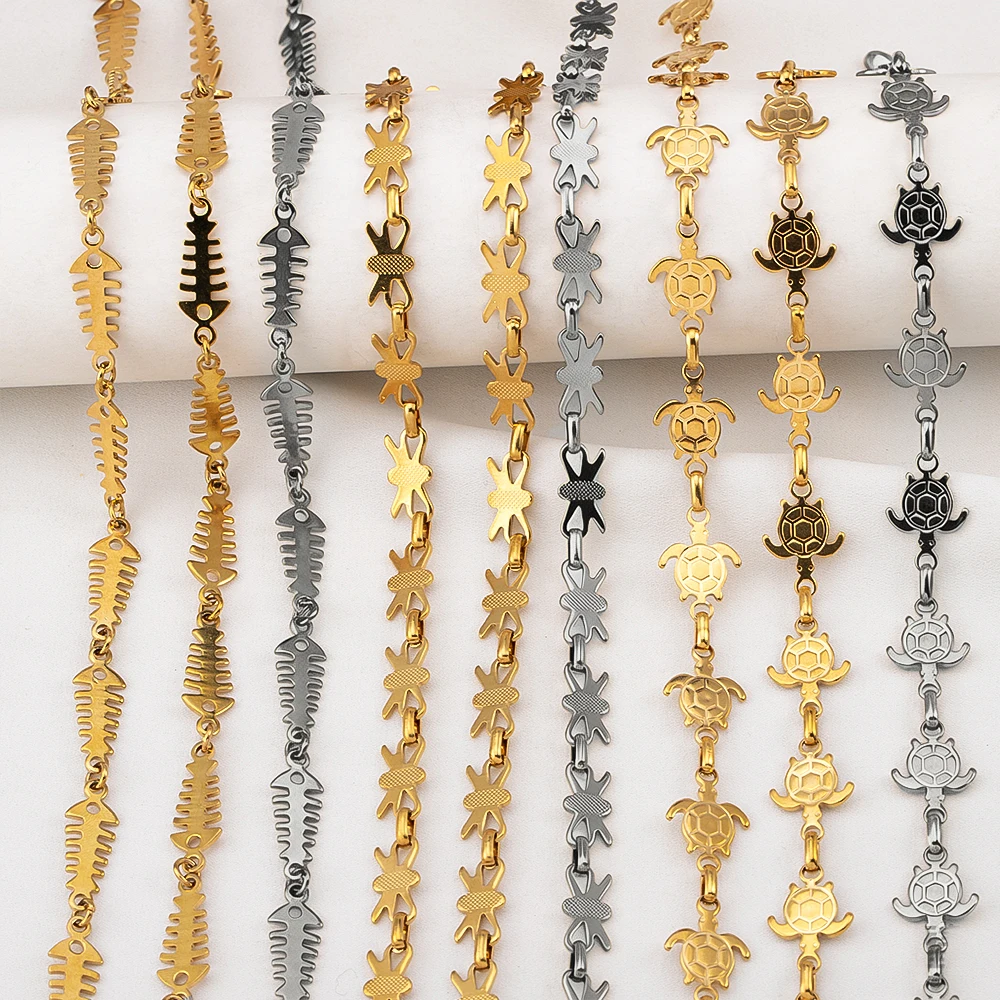 0.5M 1M Stainless Steel Chain Butterfly Fishbone Turtle Link Chain For DIY Necklace Bracelet Jewelry Making Supplies Accessories
