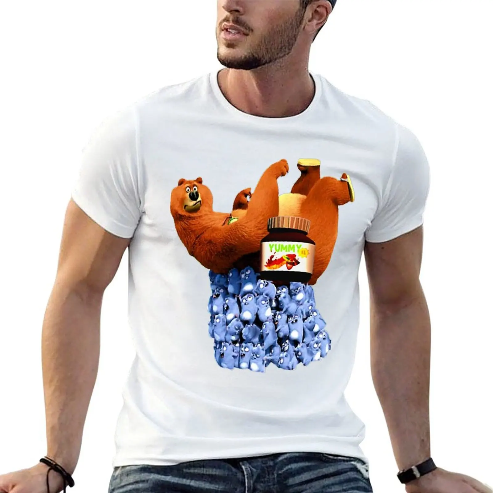 Grizzy And Lemmings yummy chocolate T-Shirt cotton graphic tees vintage clothes mens graphic t-shirts funny