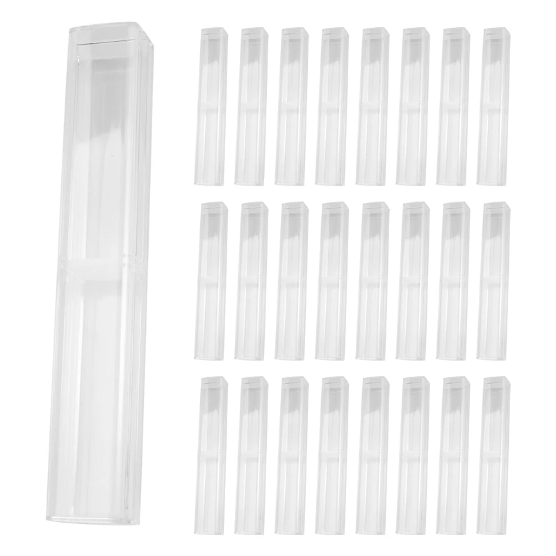 

25Pcs Plastic Clear Pen Case Gift Empty School Office Collection Set Pen Container Storage For Father's Day Mother's Day