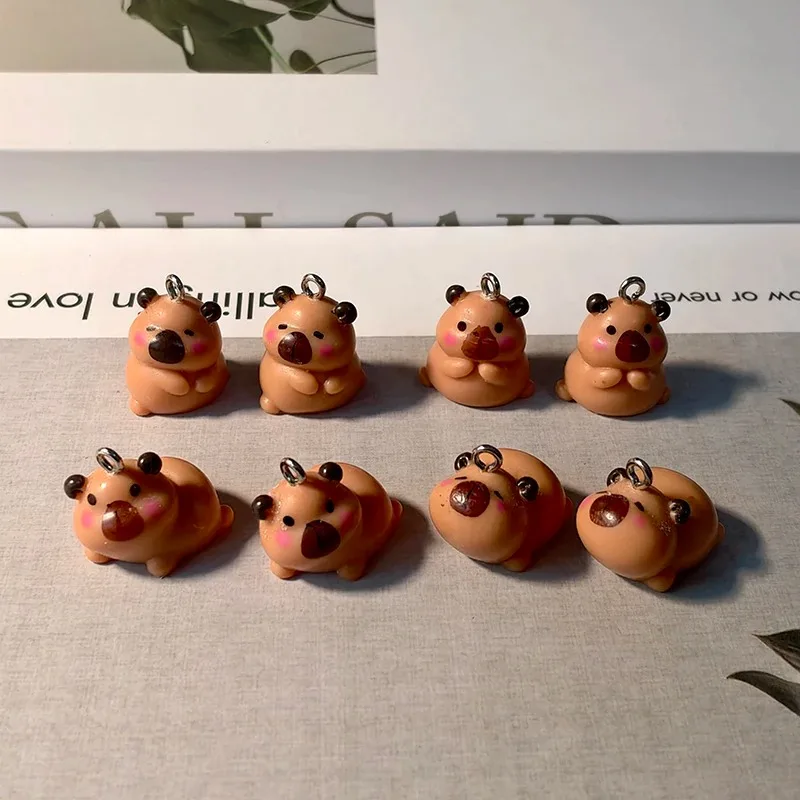 10Pcs Cute Lovely Capybara Resin Charms Kawaii Animal Pendant Diy Keychains Earring Jewelry Making Findings