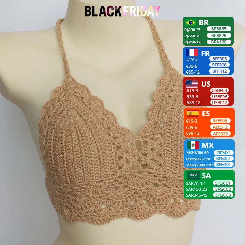 Have Lining Women's Bikini Top Sexy Crochet Knit Separate Female Swimsuit Push Up Bra Beachwear Bathing Suits