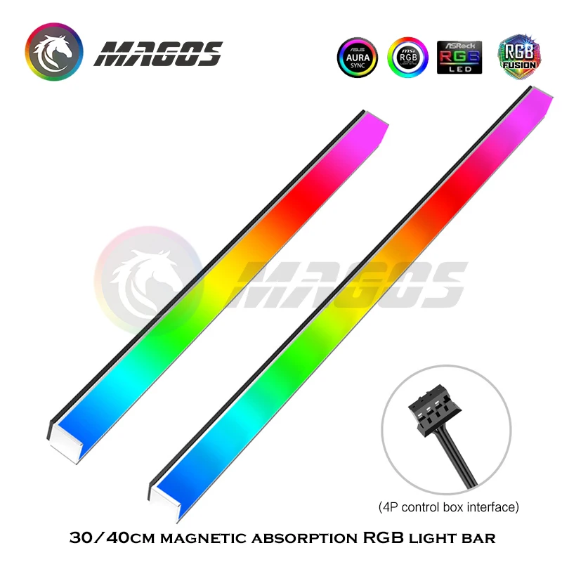 Magnetyczna listwa oświetleniowa LED 5V ARGB/12V RGB 30/40CM Symphony Pollution Atmosphere M/B ASUS AURA SYNC do dekoracji obudowy komputera