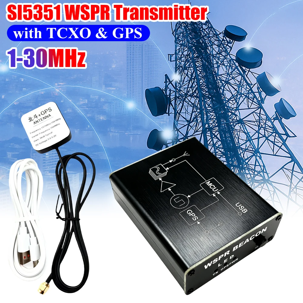 

1-30 МГц SI5351 WSPR-передатчик с TCXO и GPS, автоматическое позиционирование QTH, 23 дБм, для измерительных приборов, USB-5В