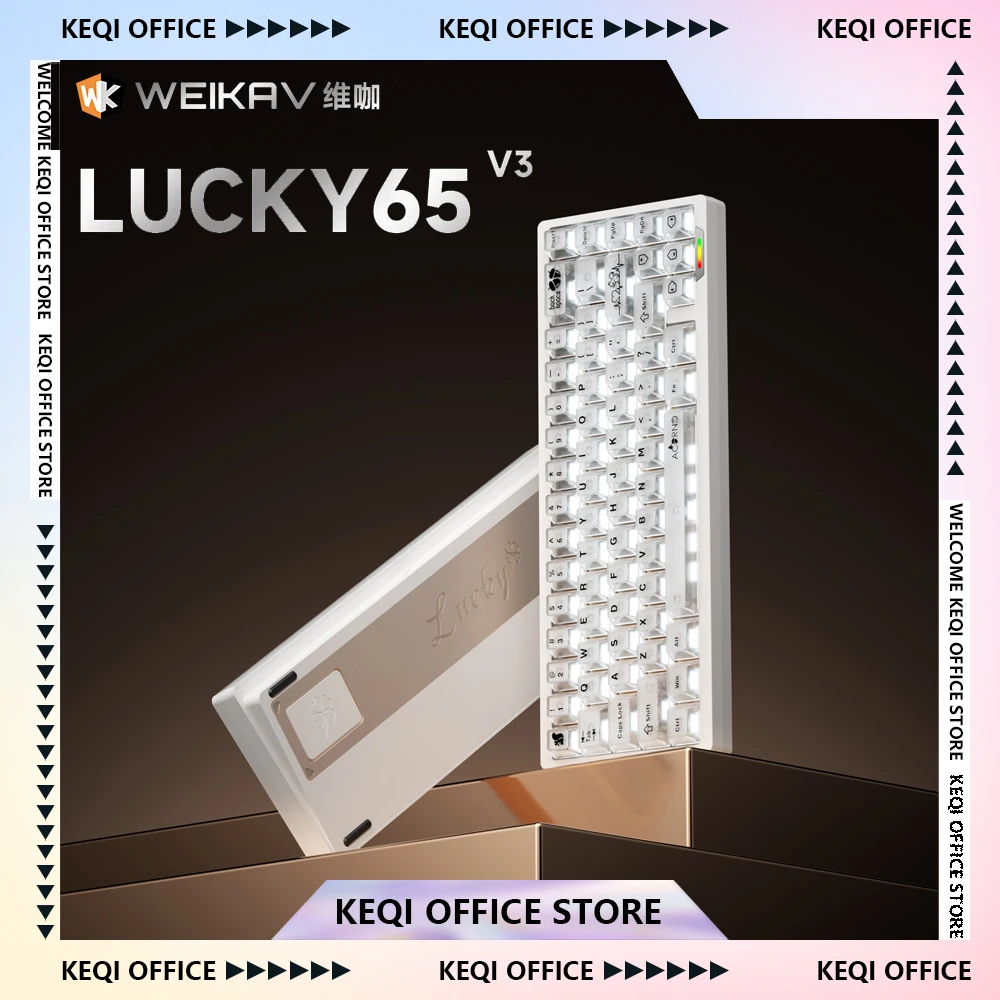 Weikav lucky65 v3 kit de teclado mecânico sem fio alumínio 3 modos rgb hotswap teclado para jogos personalizado acessórios para pc presentes
