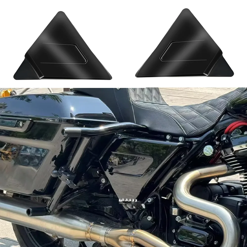 

Motorcycle Black Triangle Side Battery Covers for Harley Touring Road King Street Electra Glide Ultra Classic 2009-2023