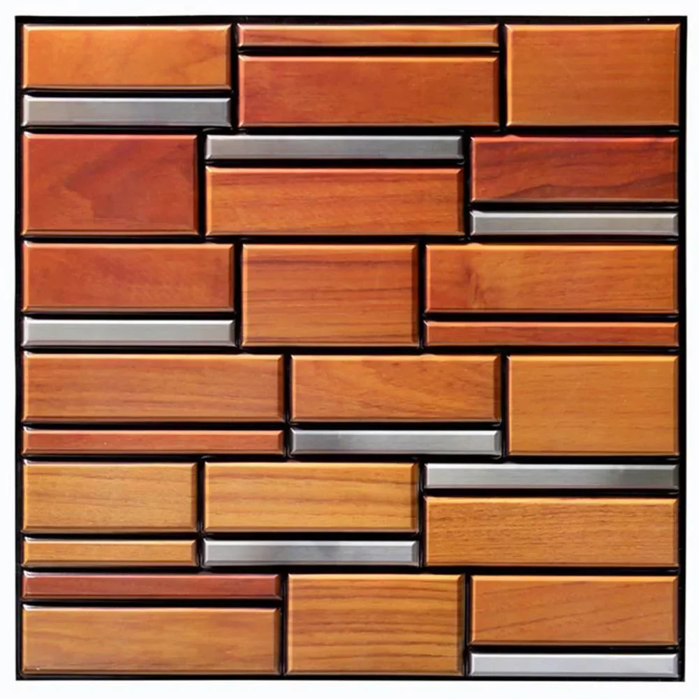 Adesivi per piastrelle 3D Cucina Decorazione impermeabile a prova di olio Adesivo da parete con venature del legno per parete di fondo, decorazione del balcone