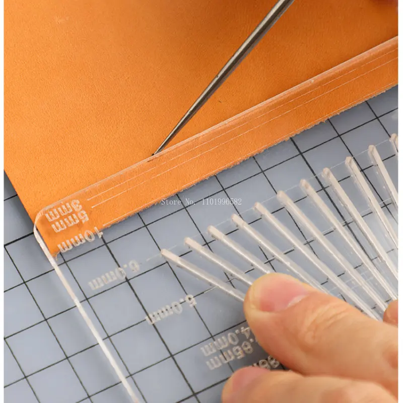 Leather Cutting Hole Position Adjustment Ruler Acrylic Transparent Spacing Ruler Homemade Handmade Leather Goods Positioning Aid