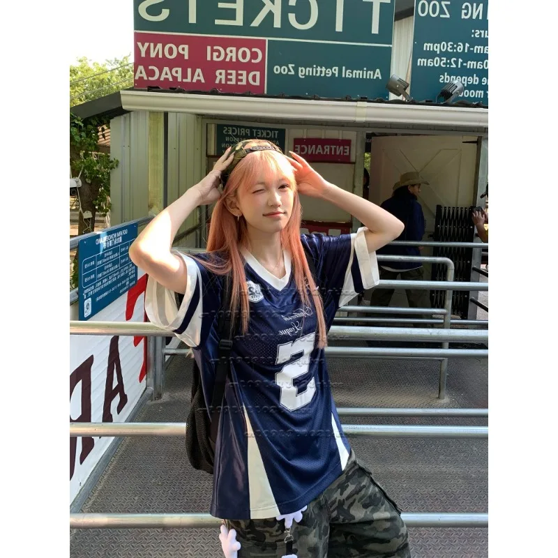 جديد الرياضة الأمريكية شارع العليا 3D مطبوعة الخامس الرقبة جيرسي قصيرة الأكمام الصيف التجفيف السريع تي شيرت تنوعا فضفاض #1