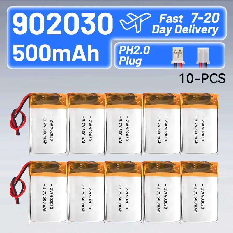 

Rechargeable 902030 polymer lithium battery 500mAh cell 3.7V with protective plate out-of-line portable speaker lithium battery