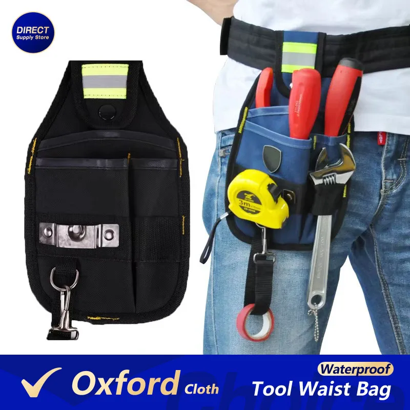 Strong Oxford Cloth And Thicken Wear Design Waterproof Electrician Wide Tool Bag Belt Holder Kit Pockets Waist Pack