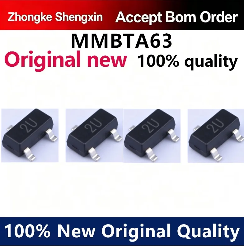 （5pcs-10pcs）Brand new original imported MMBTA63LT1G silk screen 2U PNP Darlington transistor patch SOT-23