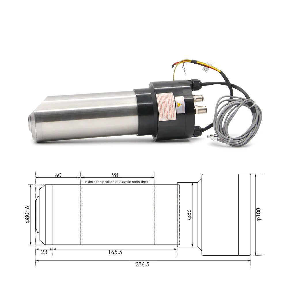 2.2kw Water Cooled Spindle ATC Spindle Motor 220v Speed 24000rpm 4 Pole 800Hz Metal/Wood Working & 2.2kw Inverter/VFD