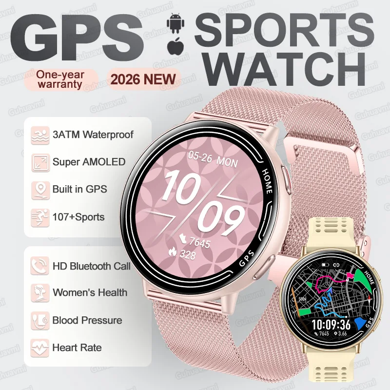 

2026 New Ladies' Smart Bracelet 1.39" HD AMOLED Screen Ultra Smart Watch Men Heart Rate BT Call Fitness GPS Smart Watch ladies