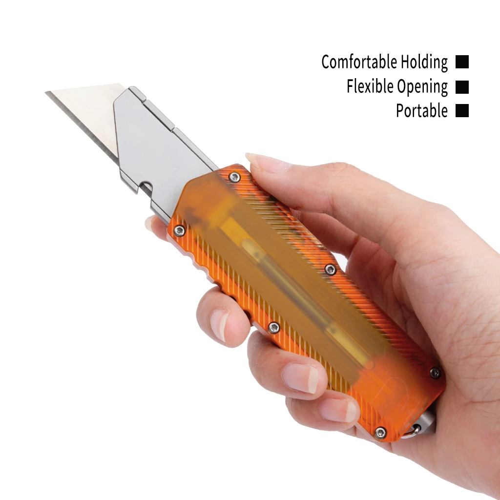 

Orange multifunctional knife, outdoor EDC tool, with pen clip