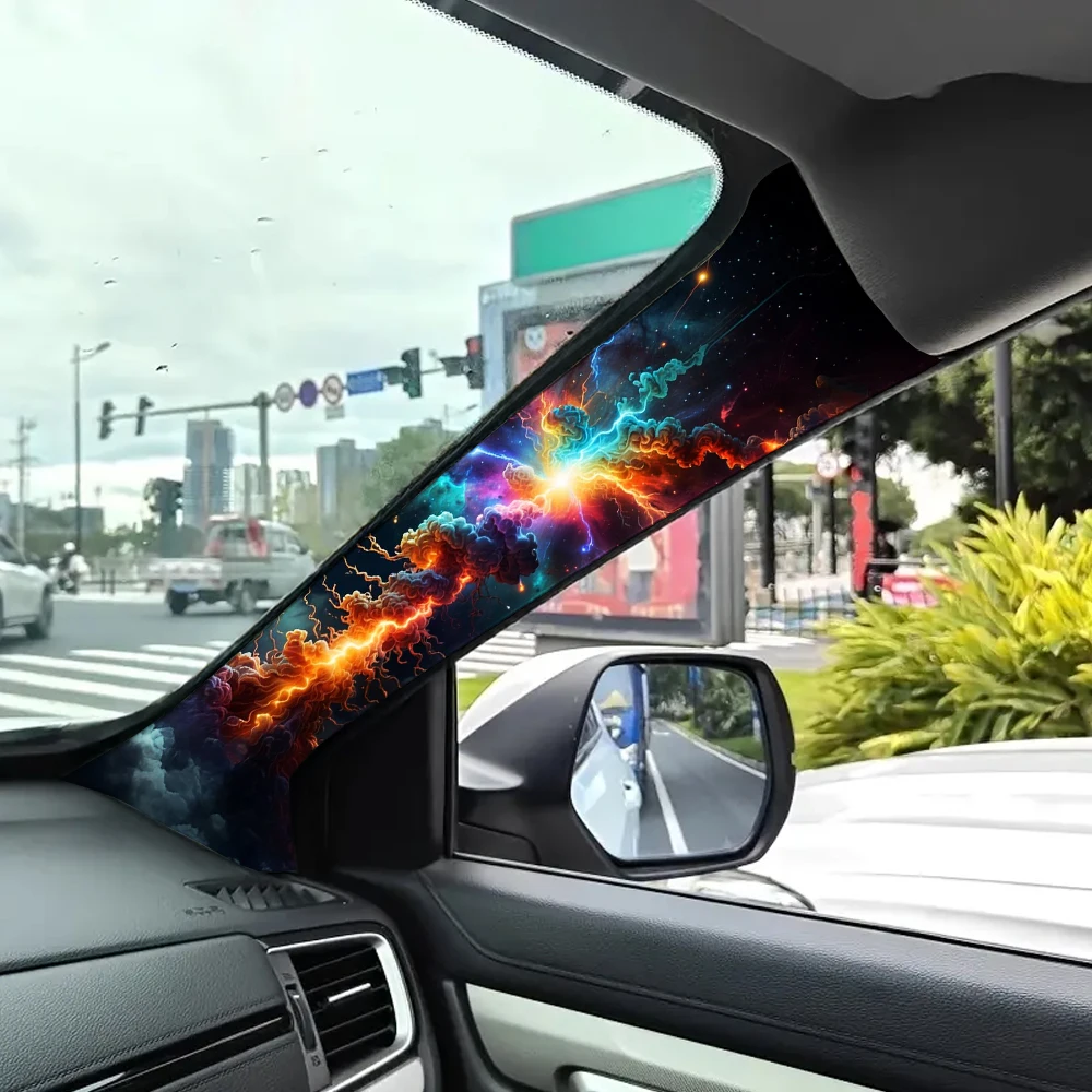 2-piece set of laser-etched pattern self-adhesive car A-pillar trim, elastic fabric, automotive interior accessories.