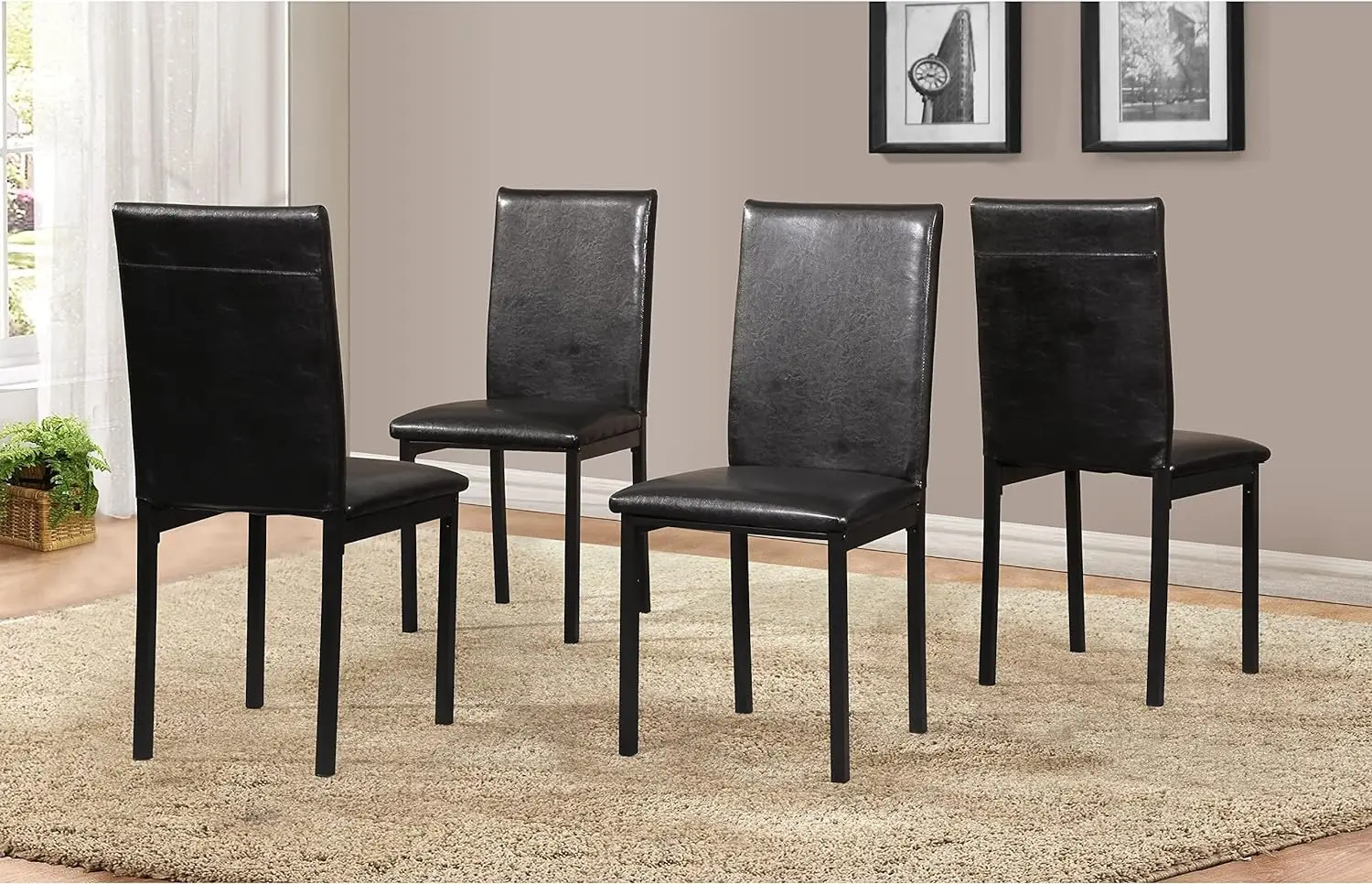 5 Piece Citico Metal Dinette Set with Laminated Faux Marble Top - Black