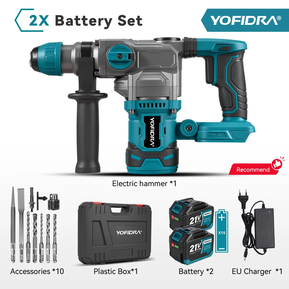 YOFIDRA 26MM Borstelloze Elektrische Slagboormachine 8000IPM Multischroevendraaier Rotatieboormachine Elektrisch Gereedschap voor Makita Accu