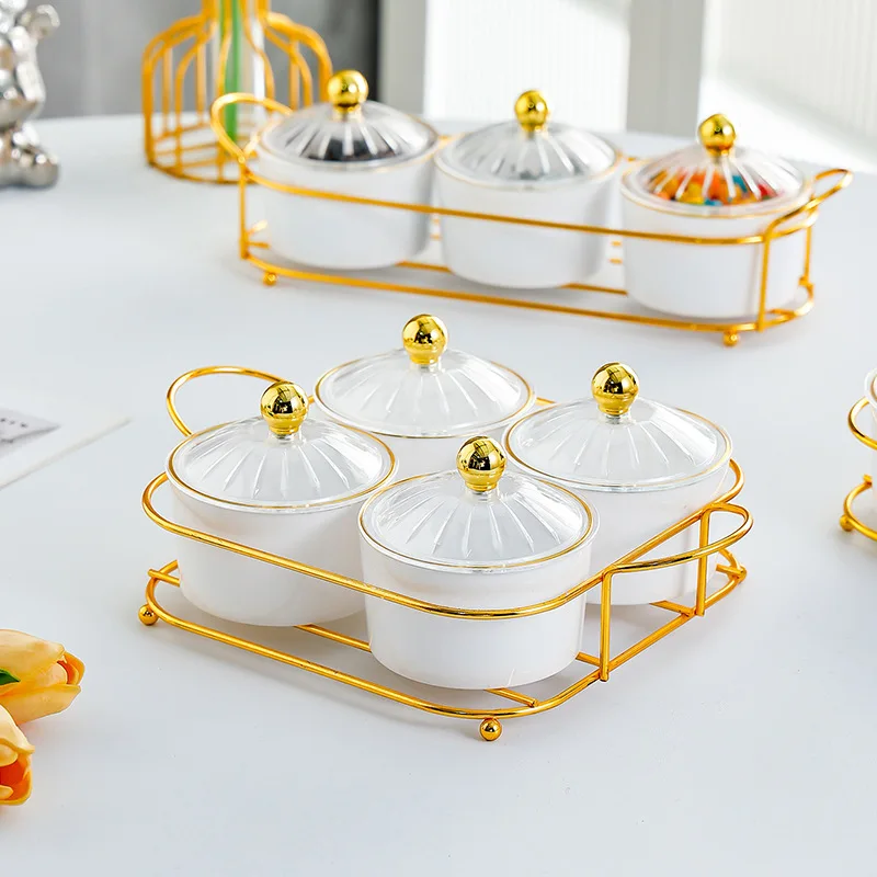 

Divided Snack Fruit Tray 4-6 Compartment Plate For KTV Bar Foot Bath Commercial Dried Fruit Display Dish