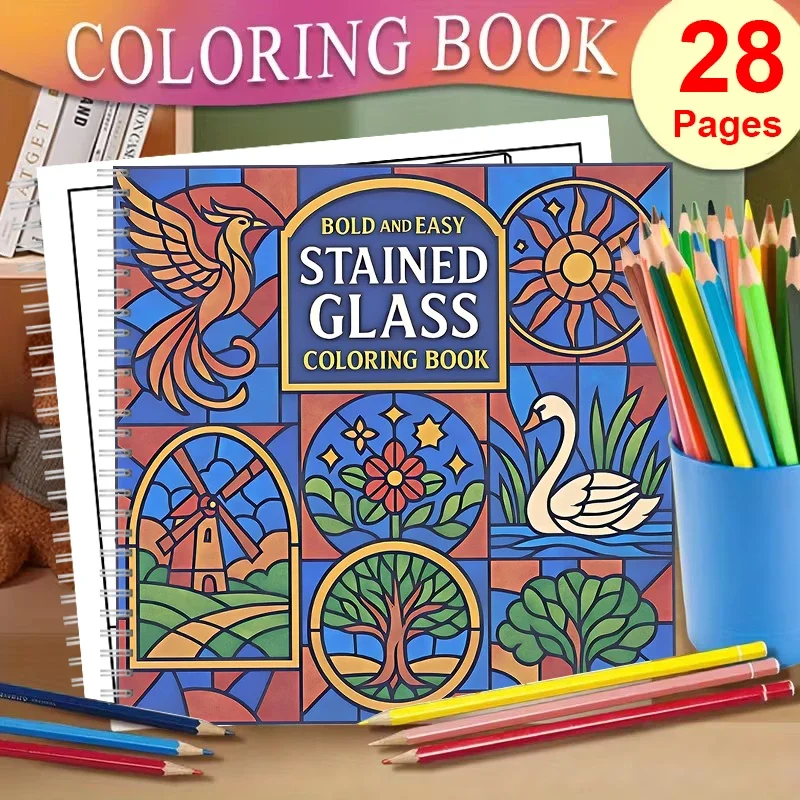 Stained Pattern Coloring Book for Adult Colouring Book, Birthday Day Gift, Back to School Supplie, Adults Cute Drawing Book