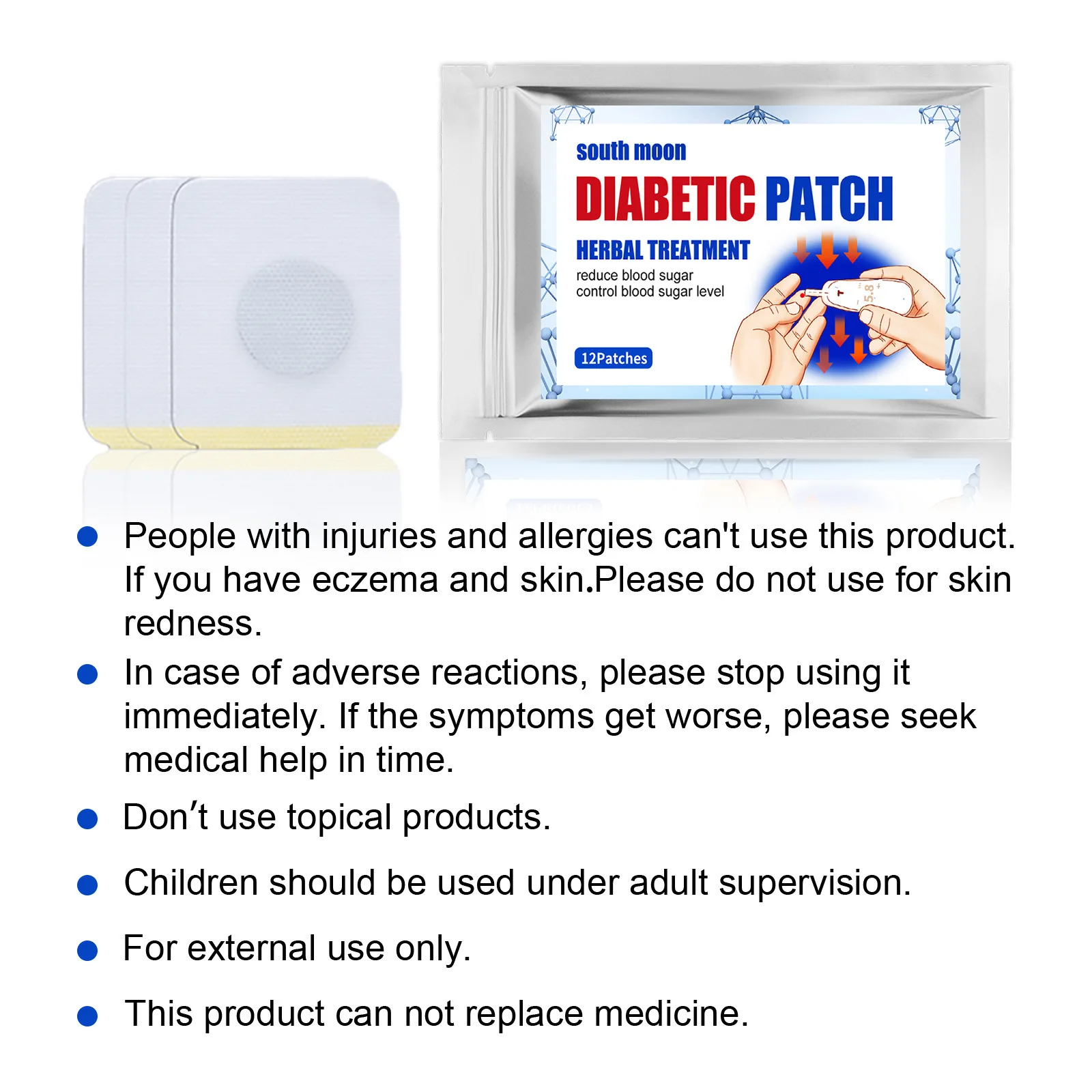 Hot selling 12pcs diabetic patches per bag Lower Blood Sugar Diabetic Patch