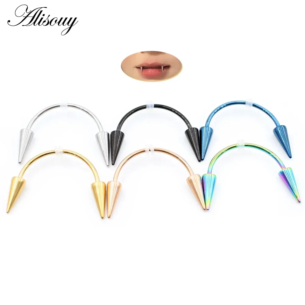 Alisouy 1PC Tooth Decoration Geillz Lip Tiger Medical Stainless Steel Tooth Nail Zombie Dental Grills Vampire Piercing Jewelry